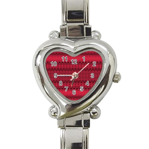 Crimson Red Pattern Heart Italian Charm Watch from ArtsNow.com Front