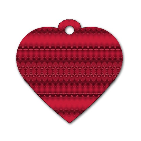 Crimson Red Pattern Dog Tag Heart (Two Sides) from ArtsNow.com Front