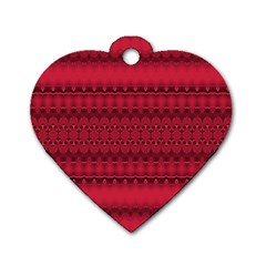 Crimson Red Pattern Dog Tag Heart (Two Sides) from ArtsNow.com Back