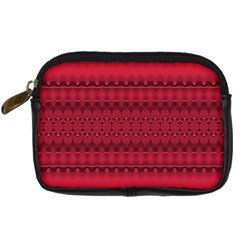 Crimson Red Pattern Digital Camera Leather Case from ArtsNow.com Front