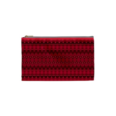 Crimson Red Pattern Cosmetic Bag (Small) from ArtsNow.com Front