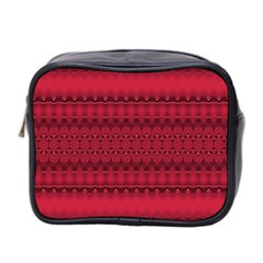 Crimson Red Pattern Mini Toiletries Bag (Two Sides) from ArtsNow.com Front