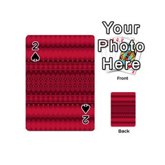 Crimson Red Pattern Playing Cards 54 Designs (Mini) from ArtsNow.com Front - Spade2