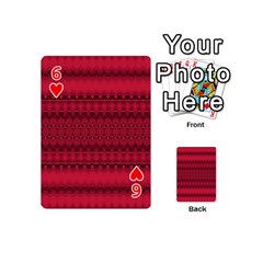 Crimson Red Pattern Playing Cards 54 Designs (Mini) from ArtsNow.com Front - Heart6