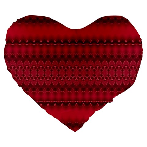 Crimson Red Pattern Large 19  Premium Heart Shape Cushions from ArtsNow.com Front