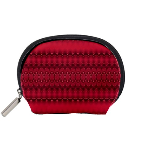 Crimson Red Pattern Accessory Pouch (Small) from ArtsNow.com Front