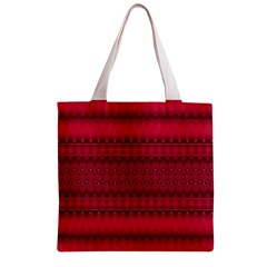 Crimson Red Pattern Zipper Grocery Tote Bag from ArtsNow.com Front
