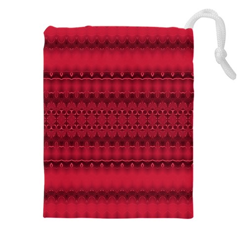 Crimson Red Pattern Drawstring Pouch (4XL) from ArtsNow.com Front