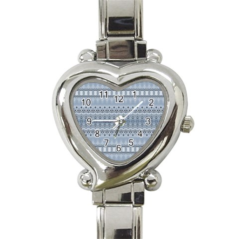 Boho Faded Blue Grey Heart Italian Charm Watch from ArtsNow.com Front