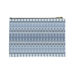 Boho Faded Blue Grey Cosmetic Bag (Large) from ArtsNow.com Back