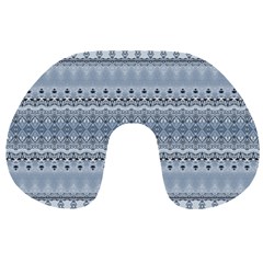 Boho Faded Blue Grey Travel Neck Pillow from ArtsNow.com Front