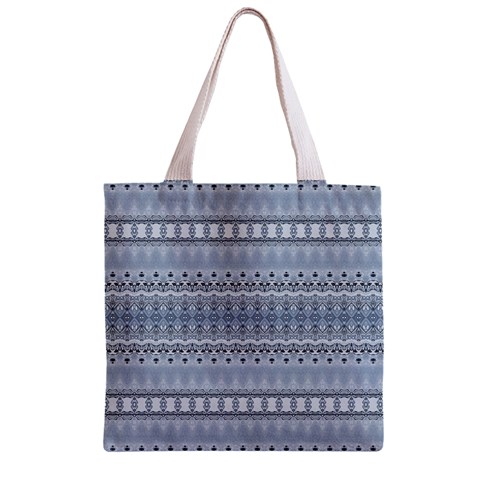 Boho Faded Blue Grey Zipper Grocery Tote Bag from ArtsNow.com Front