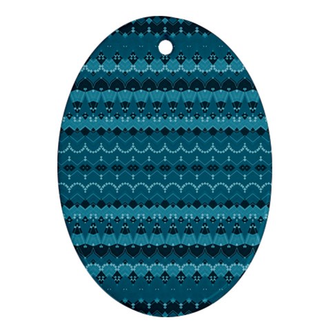 Boho Teal Pattern Ornament (Oval) from ArtsNow.com Front