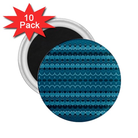 Boho Teal Pattern 2.25  Magnets (10 pack)  from ArtsNow.com Front