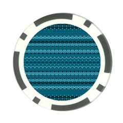 Boho Teal Pattern Poker Chip Card Guard (10 pack) from ArtsNow.com Front