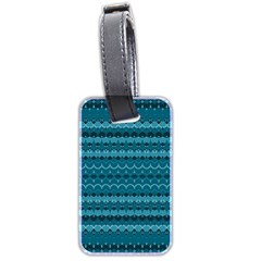 Boho Teal Pattern Luggage Tag (two sides) from ArtsNow.com Front