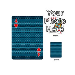 Boho Teal Pattern Playing Cards 54 Designs (Mini) from ArtsNow.com Front - Heart4