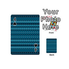 Boho Teal Pattern Playing Cards 54 Designs (Mini) from ArtsNow.com Front - Spade4