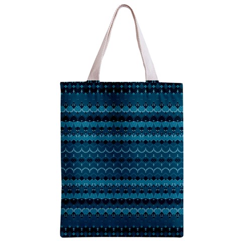 Boho Teal Pattern Zipper Classic Tote Bag from ArtsNow.com Front