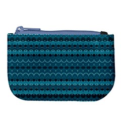 Boho Teal Pattern Large Coin Purse from ArtsNow.com Front