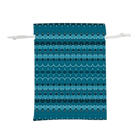 Boho Teal Pattern Lightweight Drawstring Pouch (S) from ArtsNow.com Front