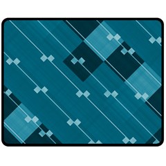 Teal Blue Stripes and Checks Double Sided Fleece Blanket (Medium)  from ArtsNow.com 58.8 x47.4  Blanket Front