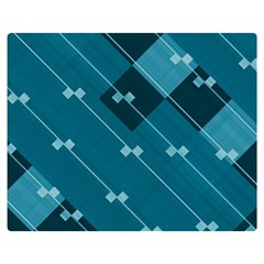 Teal Blue Stripes and Checks Double Sided Flano Blanket (Medium)  from ArtsNow.com 60 x50  Blanket Back