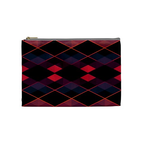 Pink Orange Black Diamond Pattern Cosmetic Bag (Medium) from ArtsNow.com Front