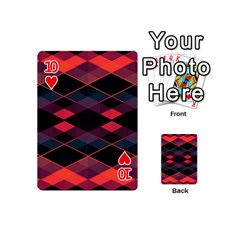 Pink Orange Black Diamond Pattern Playing Cards 54 Designs (Mini) from ArtsNow.com Front - Heart10