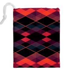 Pink Orange Black Diamond Pattern Drawstring Pouch (5XL) from ArtsNow.com Back