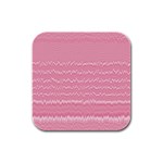 Boho Pink Stripes Rubber Square Coaster (4 pack) 