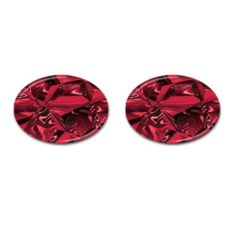 Candy Apple Crimson Red Cufflinks (Oval) from ArtsNow.com Front(Pair)
