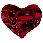 Candy Apple Crimson Red Large 19  Premium Flano Heart Shape Cushions