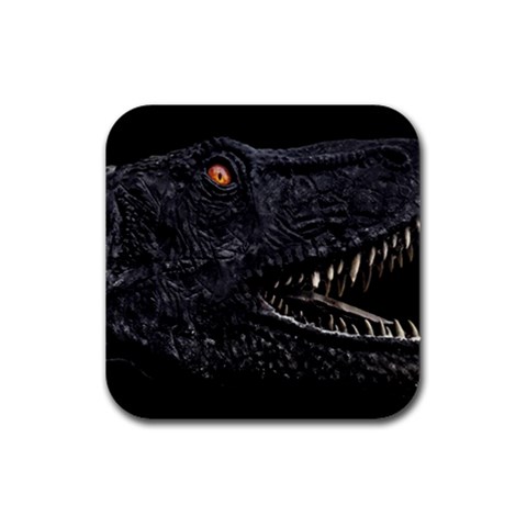 Trex Dinosaur Head Dark Poster Rubber Square Coaster (4 pack)  from ArtsNow.com Front