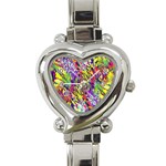 Colorful Jungle Pattern Heart Italian Charm Watch