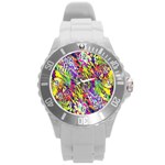 Colorful Jungle Pattern Round Plastic Sport Watch (L)