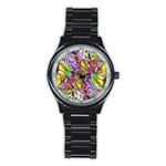 Colorful Jungle Pattern Stainless Steel Round Watch