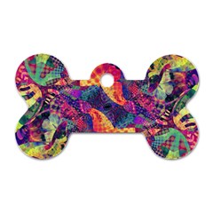 Colorful Boho Abstract Art Dog Tag Bone (Two Sides) from ArtsNow.com Front