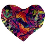 Colorful Boho Abstract Art Large 19  Premium Heart Shape Cushions