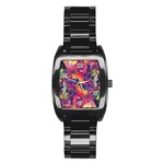 Colorful Boho Abstract Art Stainless Steel Barrel Watch
