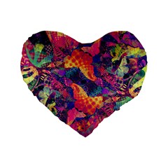 Colorful Boho Abstract Art Standard 16  Premium Flano Heart Shape Cushions from ArtsNow.com Front