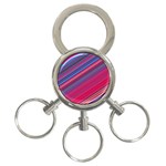 Boho Pink Blue Stripes 3-Ring Key Chain