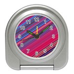 Boho Pink Blue Stripes Travel Alarm Clock