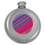 Boho Pink Blue Stripes Round Hip Flask (5 oz)