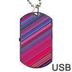 Boho Pink Blue Stripes Dog Tag USB Flash (Two Sides)