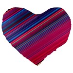 Boho Pink Blue Stripes Large 19  Premium Heart Shape Cushions