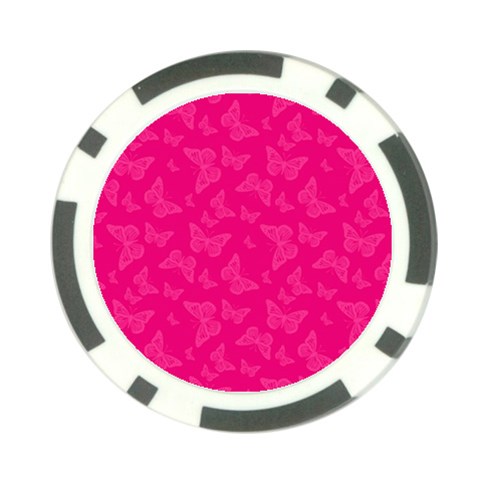 Magenta Pink Butterflies Pattern Poker Chip Card Guard (10 pack) from ArtsNow.com Front