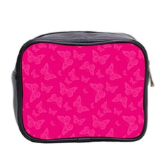 Magenta Pink Butterflies Pattern Mini Toiletries Bag (Two Sides) from ArtsNow.com Back