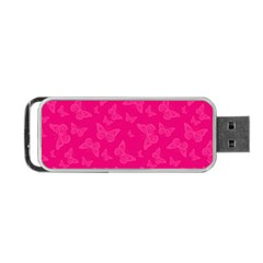 Magenta Pink Butterflies Pattern Portable USB Flash (Two Sides) from ArtsNow.com Front