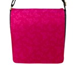 Magenta Pink Butterflies Pattern Flap Closure Messenger Bag (L)
